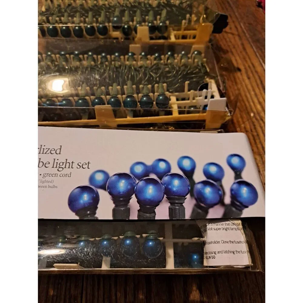 Vintage Holiday Home Blue Christmas Lights 50 Count Lot of 3 Limited Edition